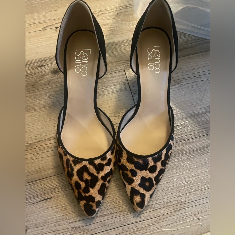 COPY - Franco Sarto Heels calf skin leopard print shoes